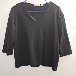 Nordstrom Black V-Neck Long Sleeve Top